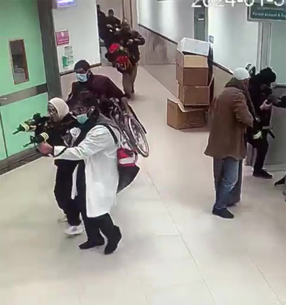 CCTV footage from the Ibn Sina hospital in the West Bank shows a dozen Israeli commandos disguised as women and medical workers during a raid Tuesday
