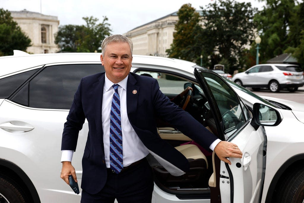 Rep. James Comer, R-Ky.,  walks out of his car to go to the U.S. Capitol Building for a series of votes on September 30, 2022 in Washington, DC.