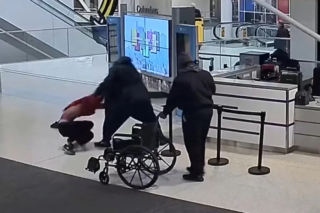 Security camera footage of Faizon Love attacking an airport valet.