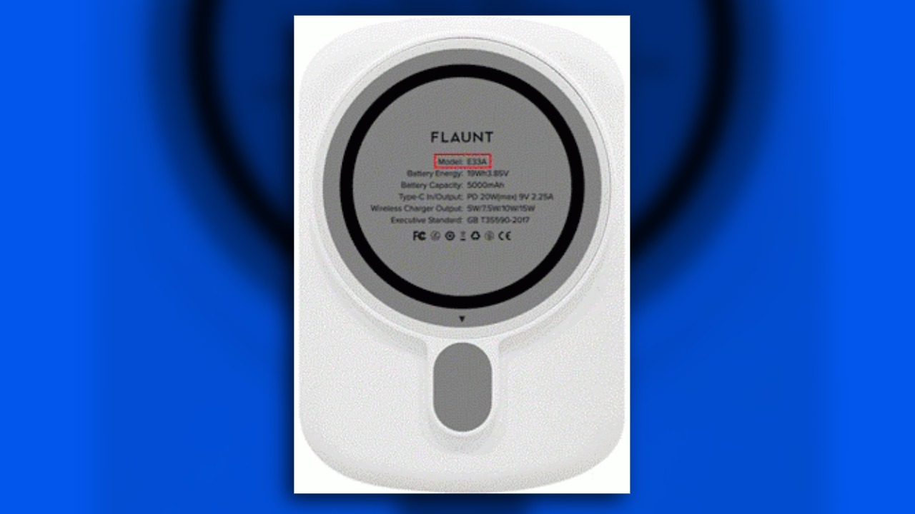 Back of a battery charger highlighting the model number