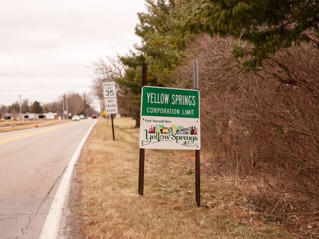 Yellow Springs, Ohio, town sign.