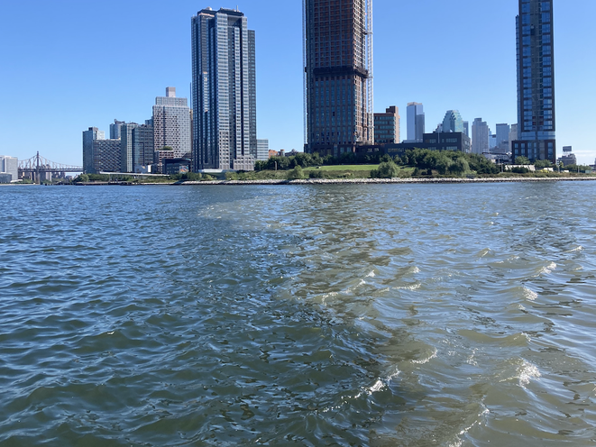 The barrier between the East River and Newtown Creek on Thursday morning