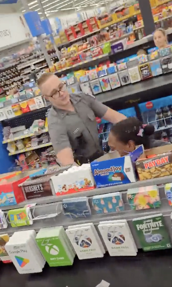 the officer is seen with the woman