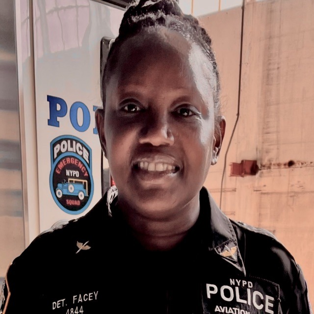 Portrait of Tanesha Facey, NYPD Aviation Police officer.