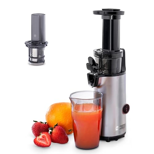 DASH Deluxe Compact Masticating Slow Juicer, Easy to Clean Cold Press Juicer with Brush, Pulp Measuring Cup