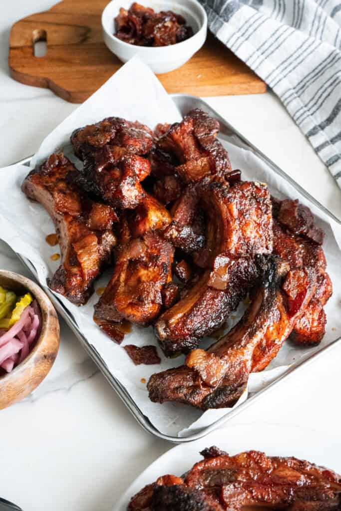Smoked Maple bacon Party Ribs.
