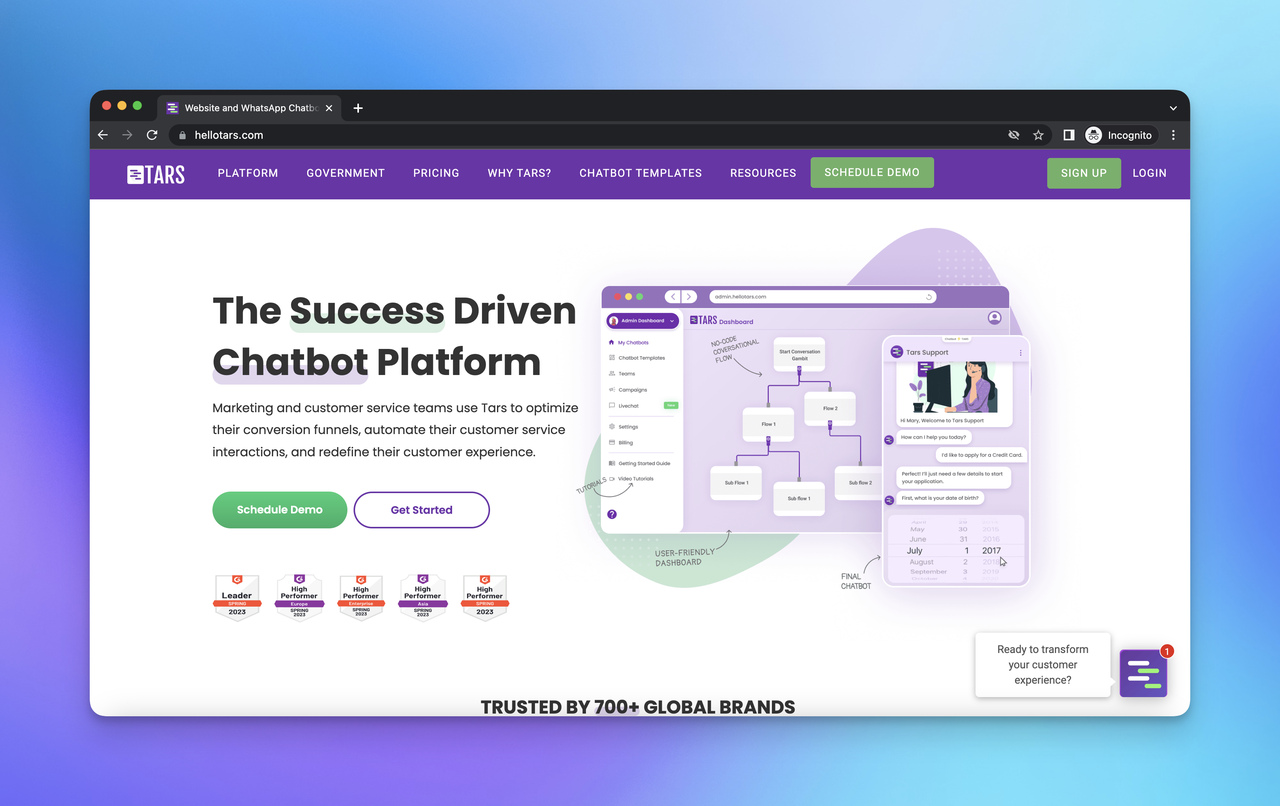  the motto and a supportive animation for the homepage of Tars