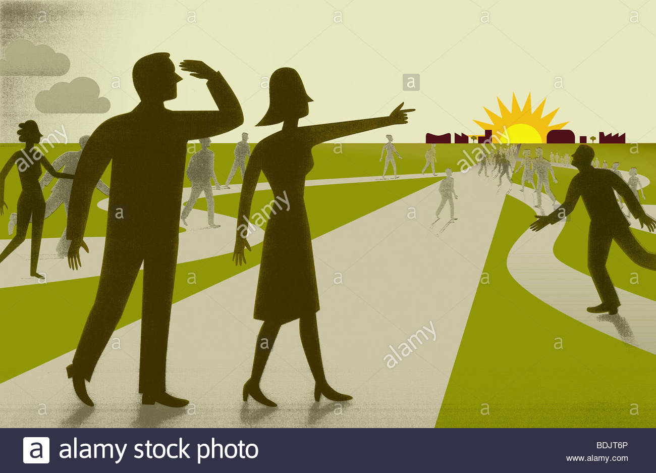 people-walking-towards-sun-rising-over-horizon-BDJT6P.jpg