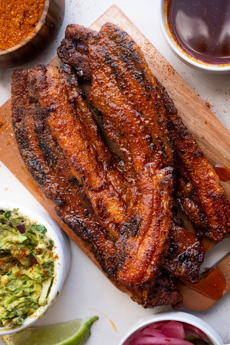 Crispy Nashville Hot Pork Belly with Guacamole