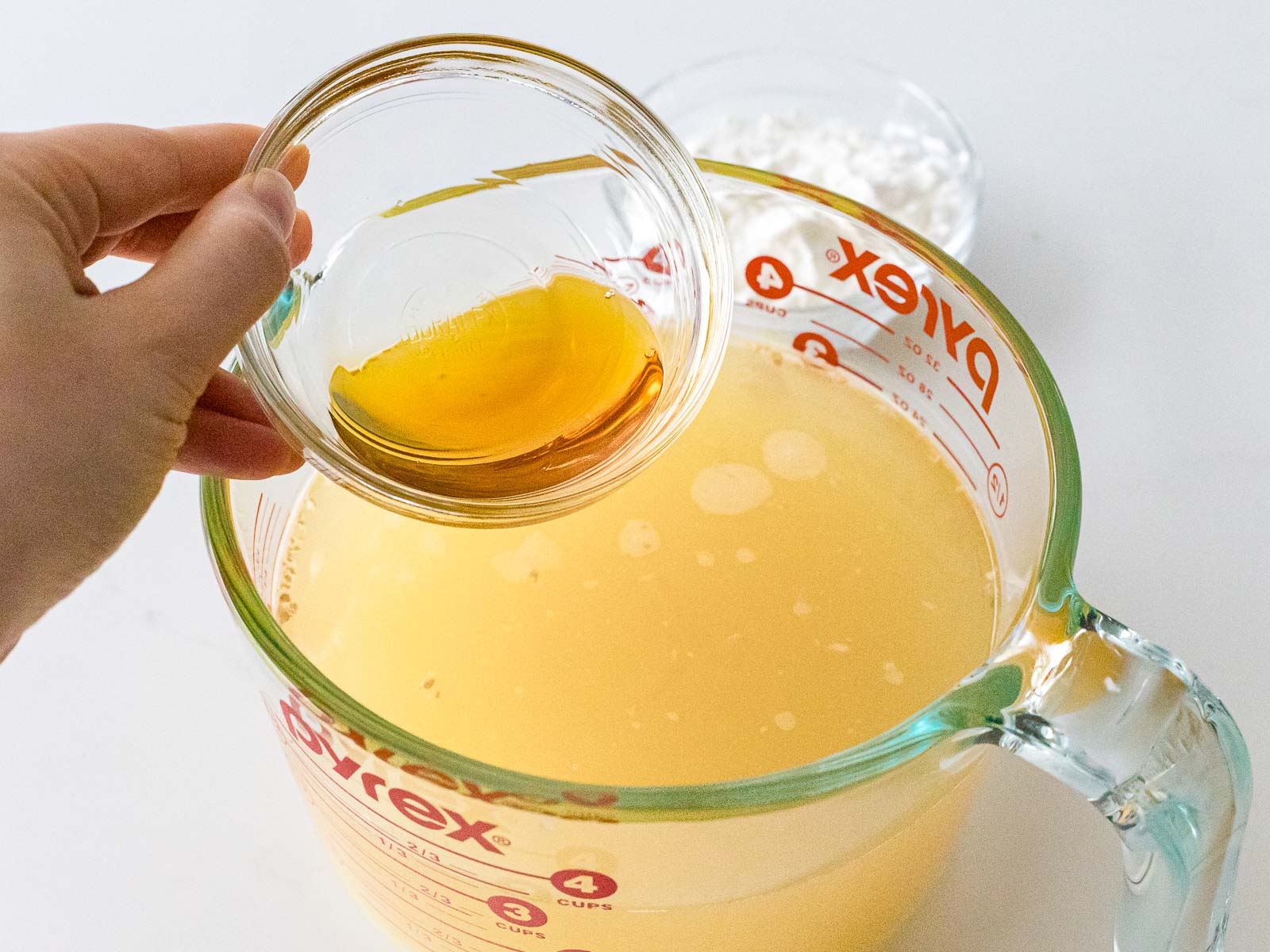 sesame oil added to broth to make a clear stir fry sauce
