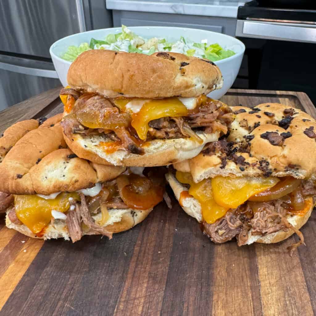 Shredded Beef and Cheddar Sandwiches