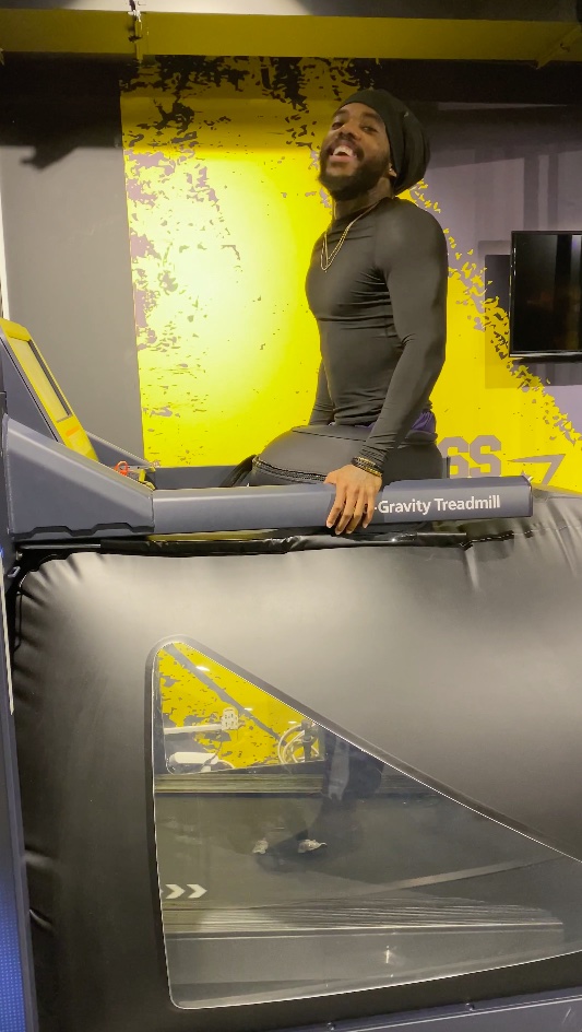 Sigers learning how to walk on treadmill