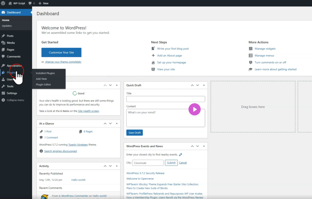 Open the WordPress Admin