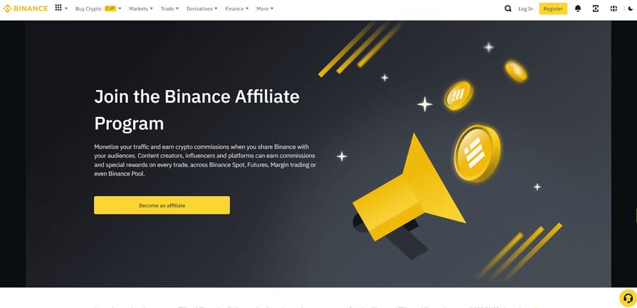 Binance runs an affiliate program that awards up to 50% commissions. 