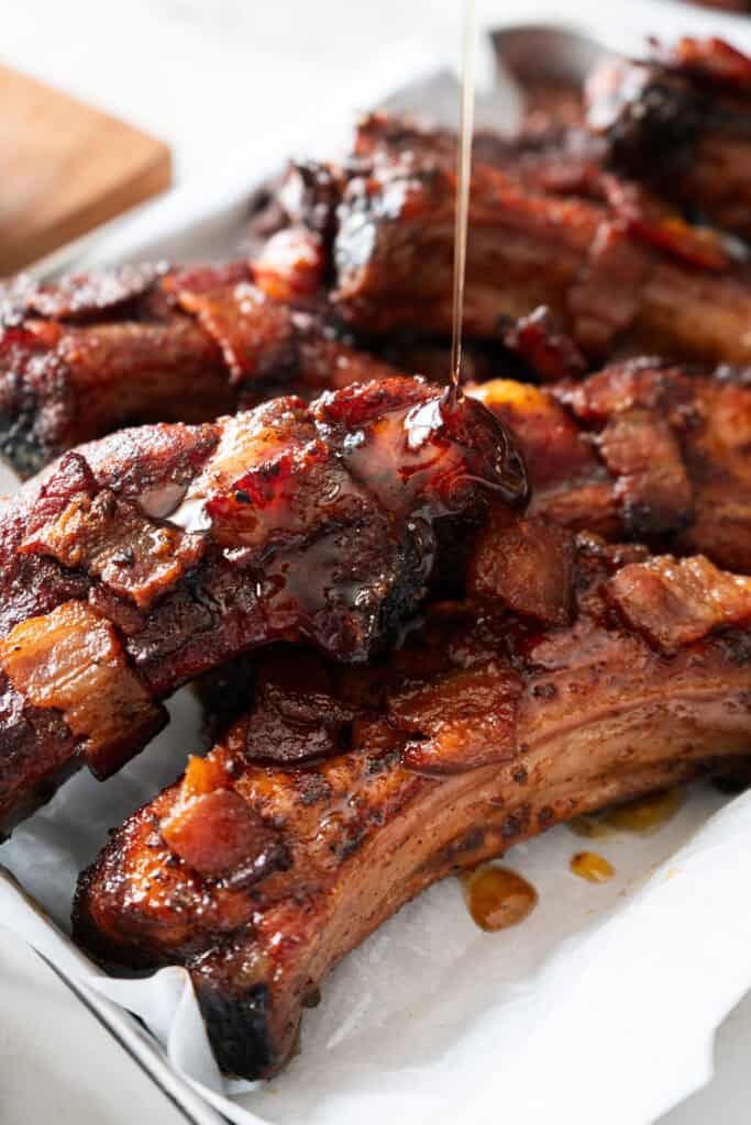 Smoked Maple Bacon Party Ribs.