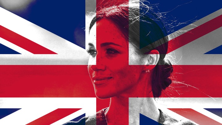 British flag and Meghan Markle