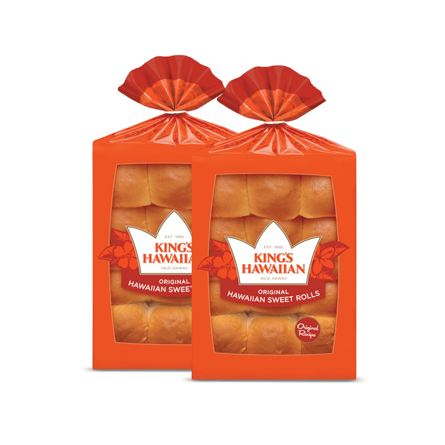 Two packs of King's Hawaiian Original Hawaiian Sweet Dinner Rolls 12ct