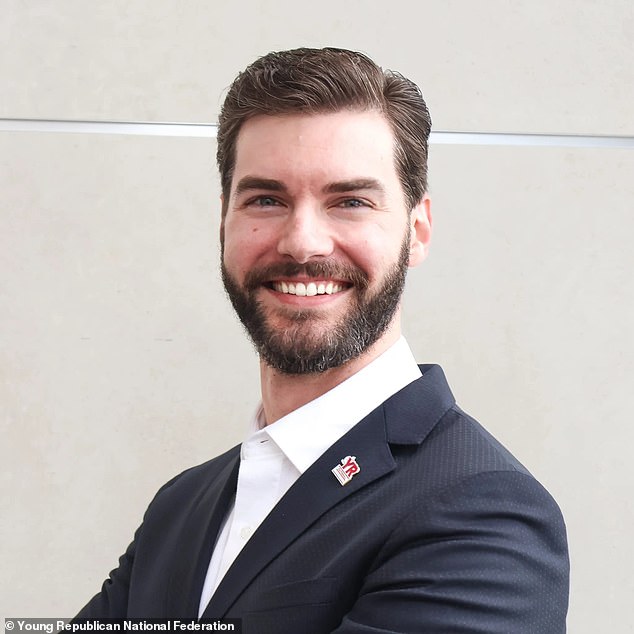 The Young Republicans organization has railed against members involved in a 'vile and inexcusable' group chat which joked about rape, supporting Hitler and racism. Pictured: Young Republican National Chairman Hayden Padgett The Young Republicans organization has railed against members involved in a 'vile and inexcusable' group chat which joked about rape, supporting Hitler and racism. Pictured: Young Republican National Chairman Hayden Padgett
