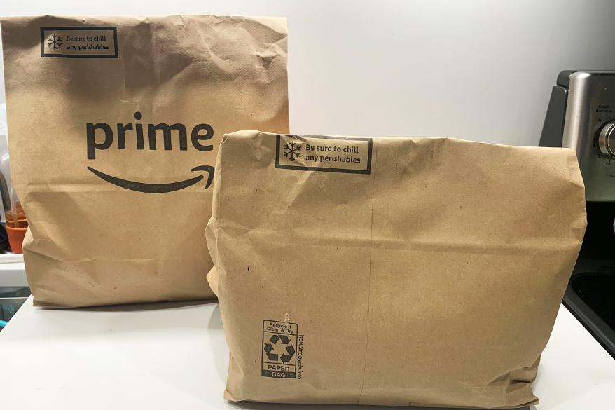 Two Amazon Prime brown bags