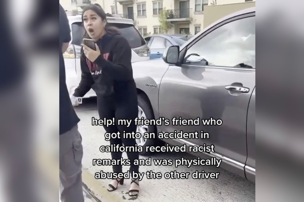 Woman hurling racial abuse at Asian driver on LA highway