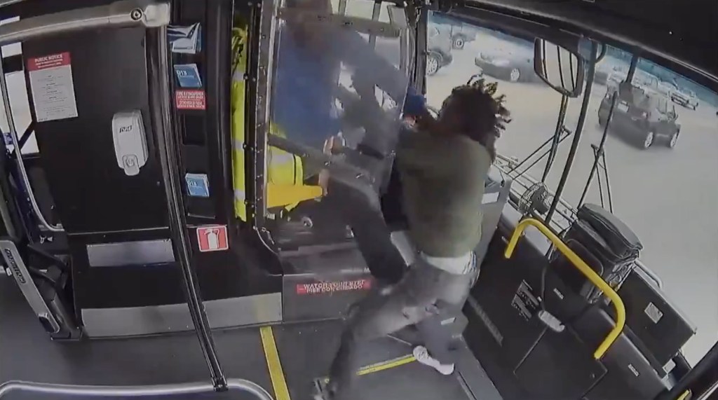 Tihron Harrison attacks bus driver. 