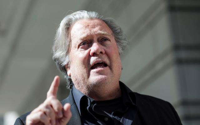 A head and shoulders view of Steve Bannon outside of the E. Barrett Prettyman U.S. Courthouse on June 15, 2022 in Washington, DC.