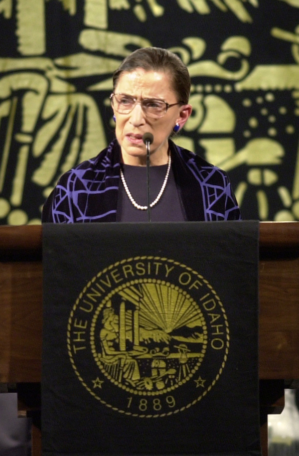 Ruth Bader Ginsburg gives a speech in 2003.