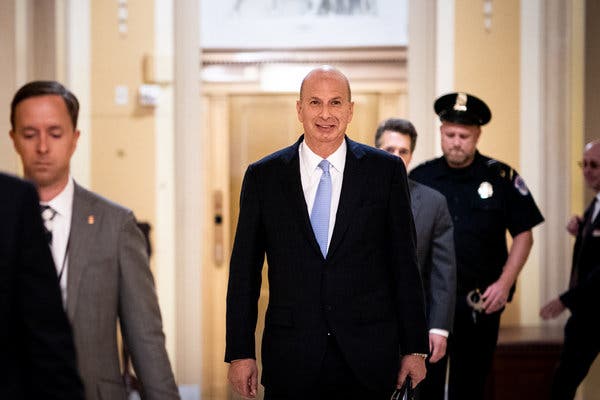 Gordon D. Sondland, the ambassador to the European Union, arriving last month for an interview with the House committees leading the impeachment investigation.