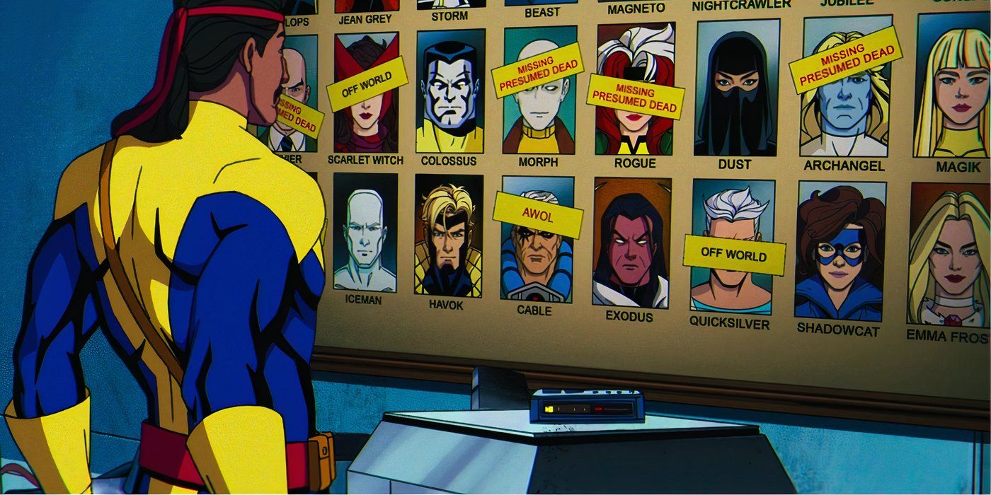 Bishop looking at a wall of the X-Men members in X-Men '97 Bishop looking at a wall of the X-Men members in X-Men '97